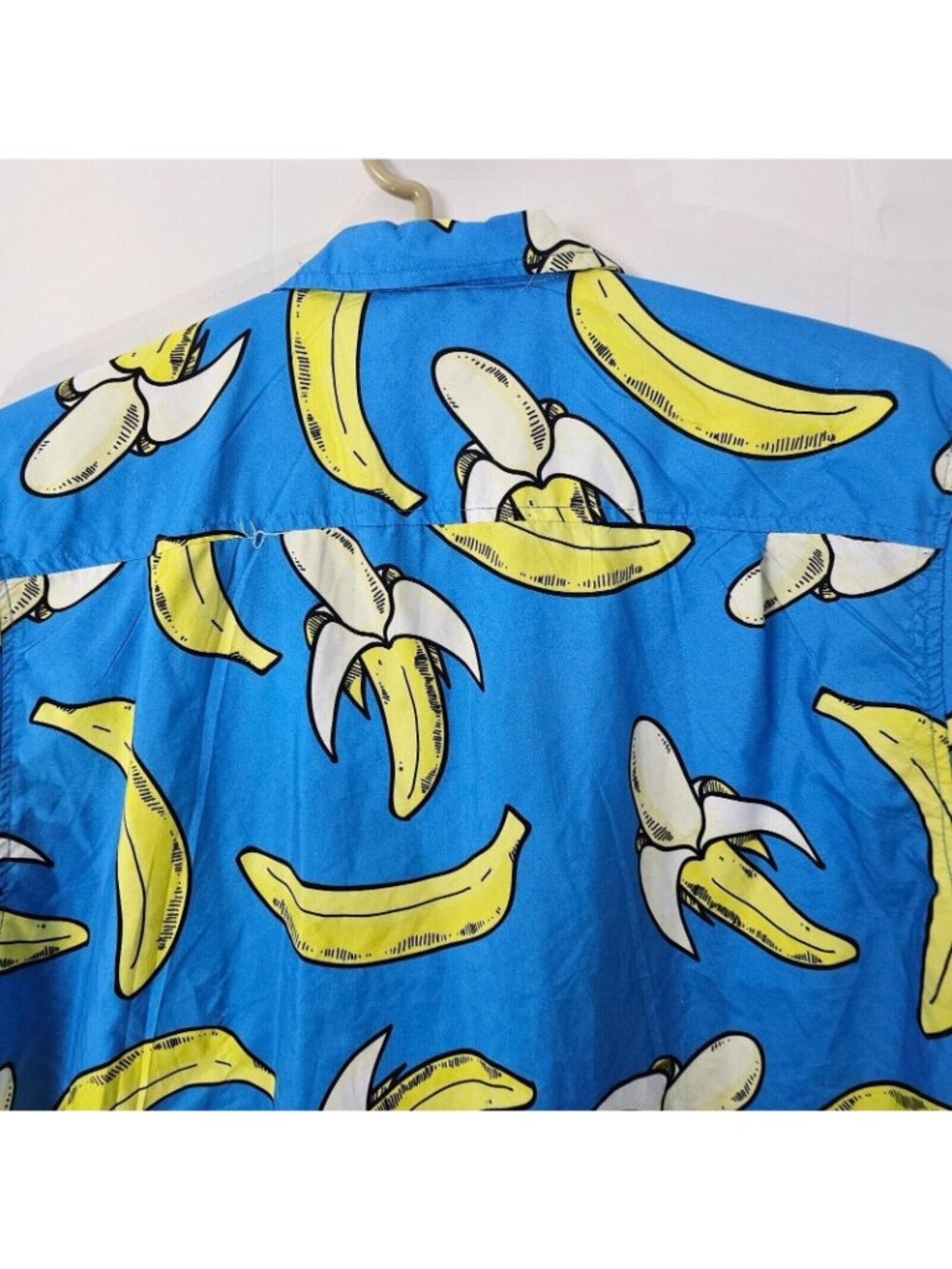 Uzzi Button Up Shirt Mens L Blue Short Sleeve Graphic Print Top Beach Peasant - Picture 4 of 10